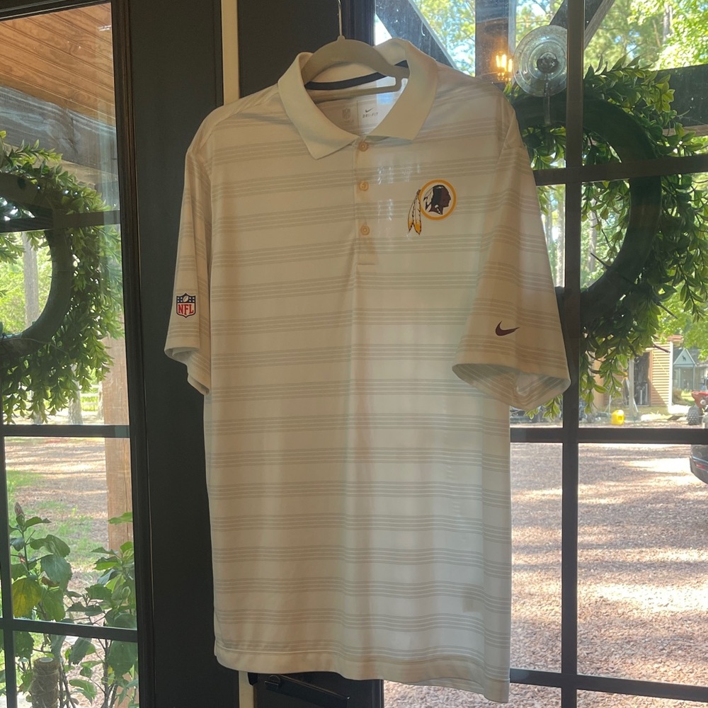 Nike Men's White Polo Shirt with Redskins Team Logo